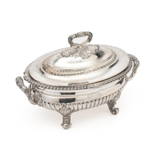 686 - A GEORGE III SILVER SOUP TUREEN AND COVER, JOHN HOULE, LONDON, 1812