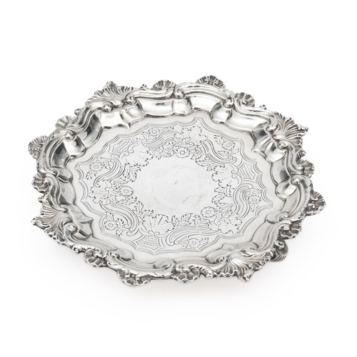 687 - A GEORGE III SILVER PRESENTATION TRAY, JOHN CROUCH I AND THOMAS HANNAM, LONDON, 1815