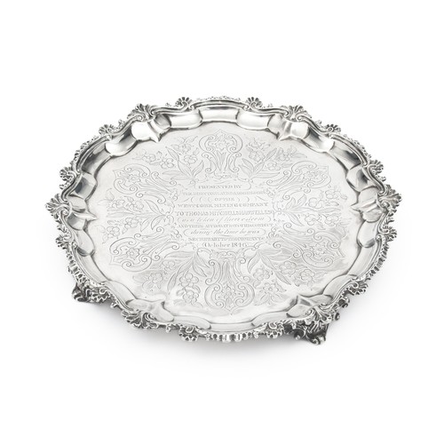 703 - A SILVER TRAY, DANIEL AND CHARLES HOULE, LONDON, 1845