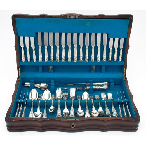 821 - A SILVER KING'S PATTERN CUTLERY CANTEEN, LONDON, VARIOUS MAKERS AND MARKS