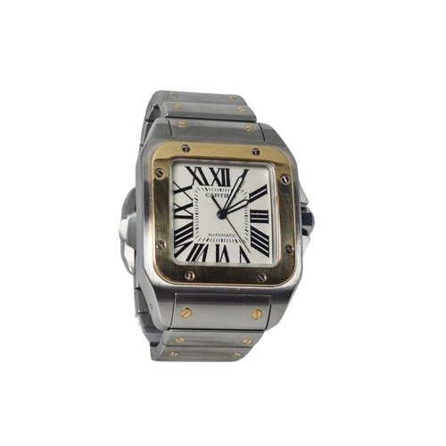  A GENTLEMAN'S CARTIER TWO-TONE TANK XL SANTOS WRISTWATCH