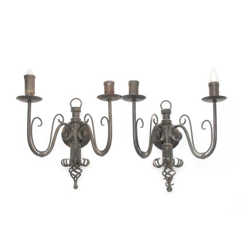 661 - A PAIR OF WROUGHT-IRON SCONCES