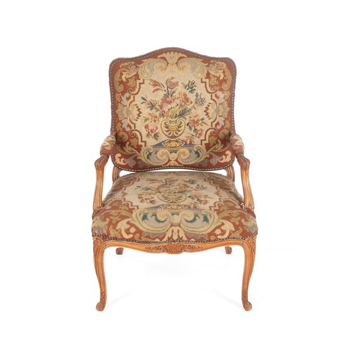 1070 - A TAPESTRY UPHOLSTERED FRUITWOOD ARMCHAIR