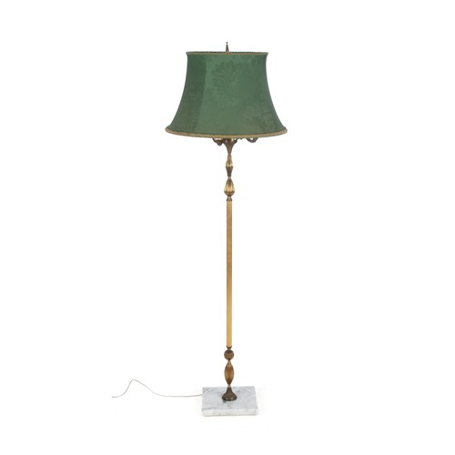 1072 - A BRASS AND MARBLE STANDARD LAMP