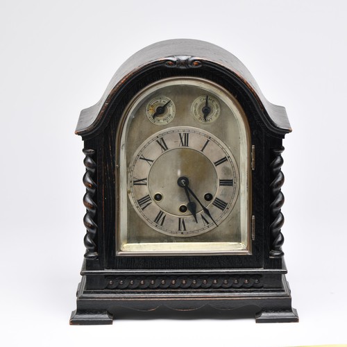 57 - A MAHOGANY SILENT CHIME MANTEL CLOCK