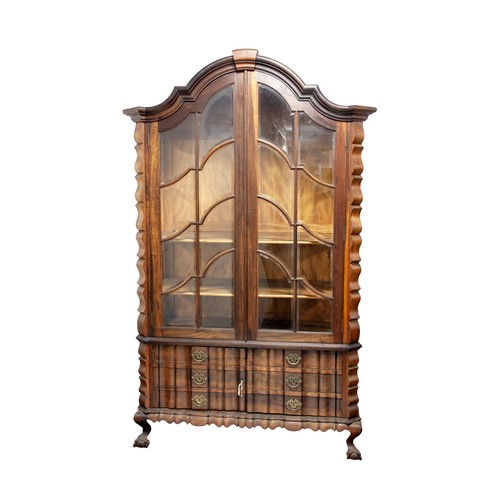 1061 - AN IMBUIA DISPLAY CABINET ON CHEST, 20TH CENTURY