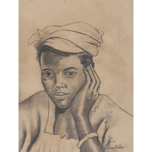 299 - Maggie (Maria Magdalena) Laubser (South African 1886 - 1973) PORTRAIT OF A WOMAN WITH A HEADSCARF