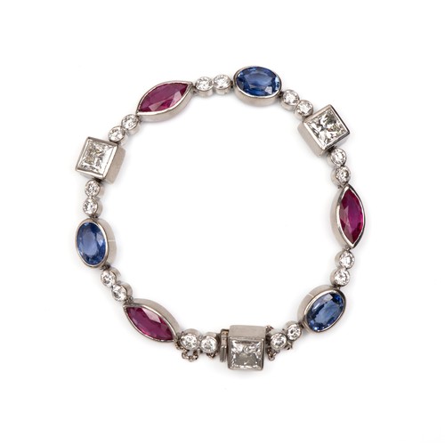 905 - A GIA CERTIFIED NATURAL DIAMOND AND GEMSTONE BRACELET, KAI SCHMIDT, SOUTH AFRICA, 2006