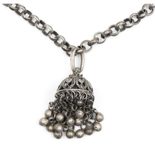 965 - A SILVER CHINESE PRAYER NECKLACE, 19TH CENTURY