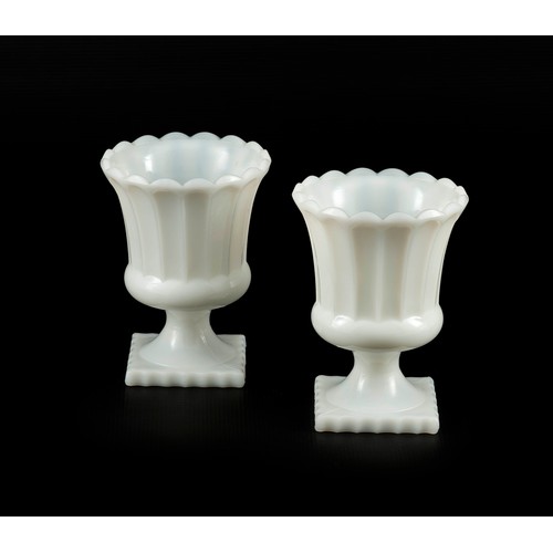 505 - A PAIR OF MILK GLASS VASES