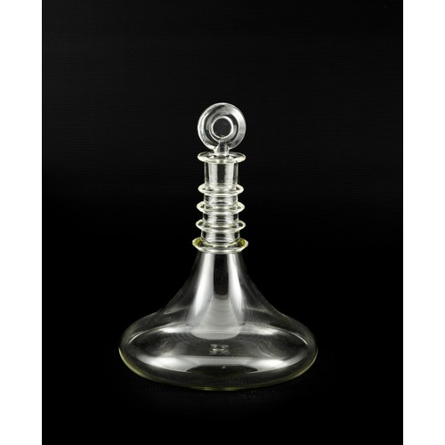 484 - A STEUBEN GLASS SHIP'S DECANTER, DESIGNED BY DONALD POLLARD