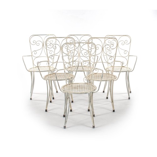 1078 - A SET OF SIX WROUGHT IRON ARMCHAIRS, MODERN