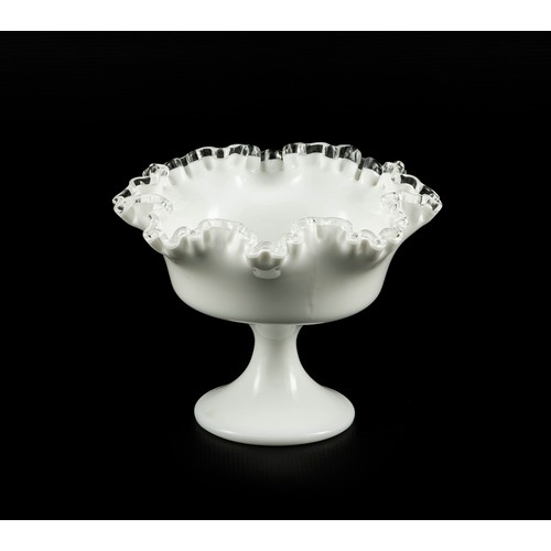 500 - A FENTON MILK GLASS SILVER CREST CANDY DISH