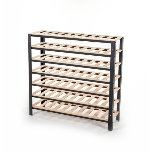 1092 - A STEEL AND LAMINATED BIRCH WINE RACK