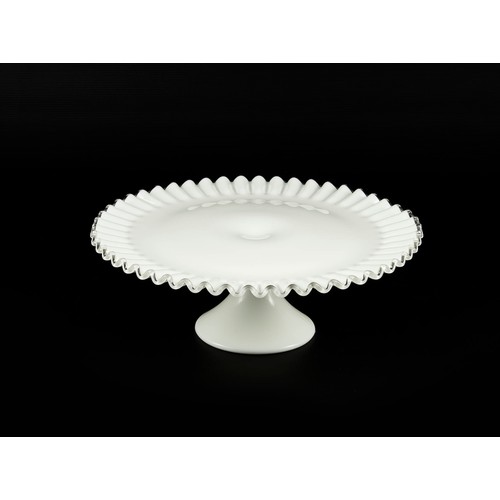 511 - A FENTON MILK GLASS SILVER CREST CAKE STAND