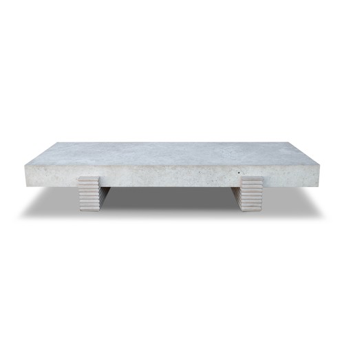 1090 - A LIMESTONE COFFEE TABLE, RETAILED BY OKHA, CAPE TOWN