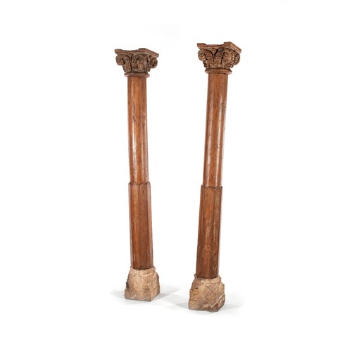 367 - A PAIR OF TEAK CORINTHIAN COLUMNS