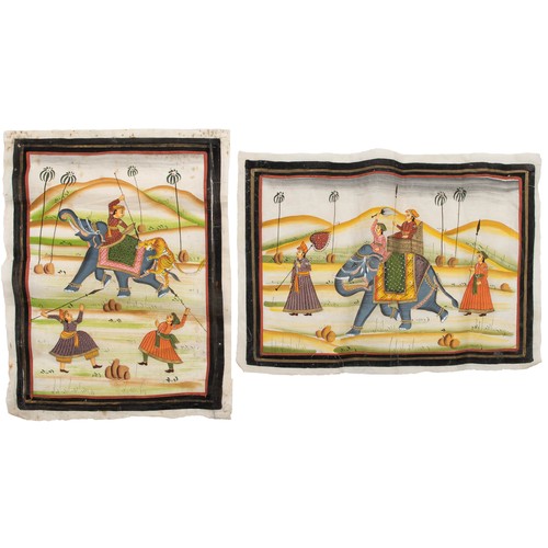 57 - TWO INDIAN PAINTINGS ON SILK, LATE 19TH CENTURY