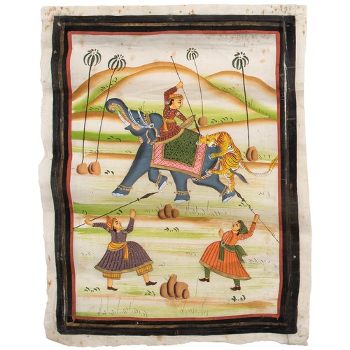 57 - TWO INDIAN PAINTINGS ON SILK, LATE 19TH CENTURY