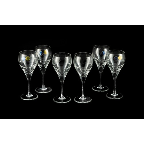 480 - A SET OF SIX BOHEMIA CRYSTAL WHITE WINE GLASSES, SPILHAUS