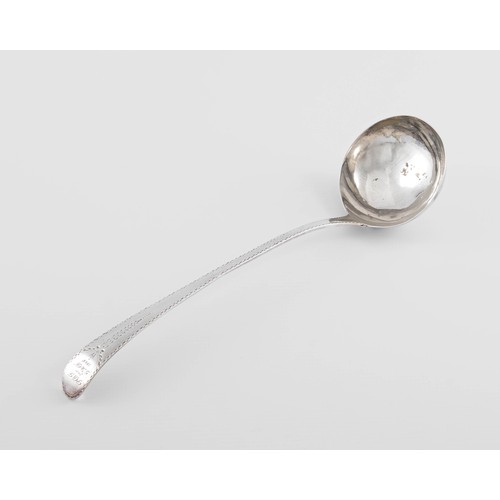 679 - A GEORGE III SILVER OLD ENGLISH PATTERN LADLE, HESTER BATEMAN, LONDON, 1802