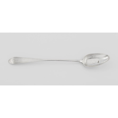 681 - A GEORGE III SILVER SERVING SPOON, FRANCIS HOWDEN, EDINBURGH, 1806