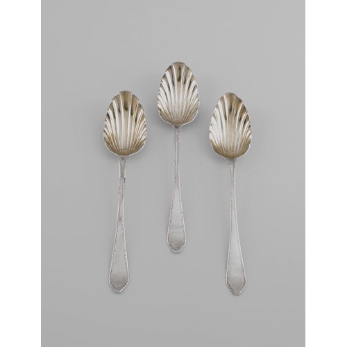 692 - THREE GEORGE IV SILVER TABLESPOONS, CHARLES ELEY, LONDON, 1826