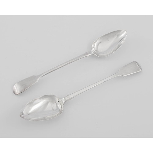 701 - A PAIR OF VICTORIAN SILVER FIDDLE PATTERN SERVING SPOONS, CHARLES BOYTON I, LONDON, 1841