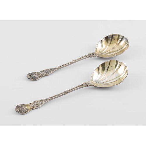 719 - A PAIR OF VICTORIAN SILVER SERVING SPOONS, HOLLAND, ALDWINCKLE AND SLATER, LONDON, 1895