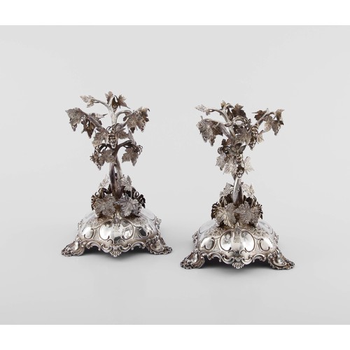 709 - A PAIR OF VICTORIAN SILVER CENTREPIECES, THOMAS BRADBURY AND SONS, SHEFFIELD, 1861-1864