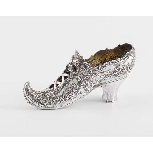 721 - A GERMAN SILVER SHOE, IMPORT MARKS FOR LONDON