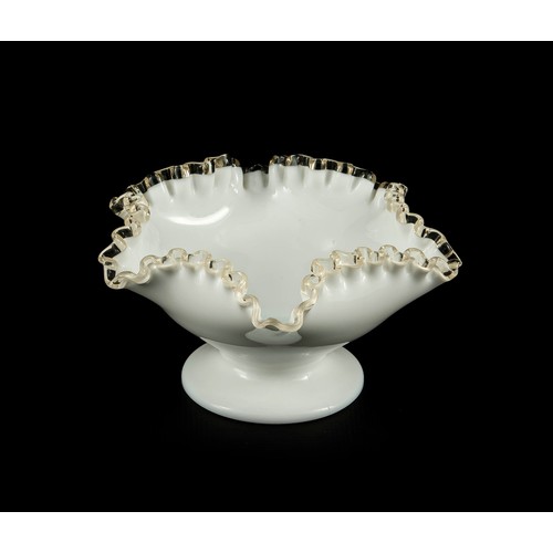 501 - A FENTON MILK GLASS SILVER CREST BOWL