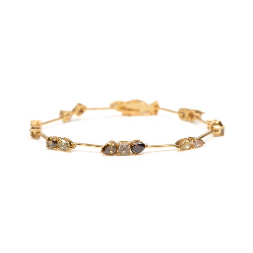 31 - A PAIR OF MATCHING NATURAL COLOURED DIAMOND TENNIS BRACELETS, 10.36 CARATS