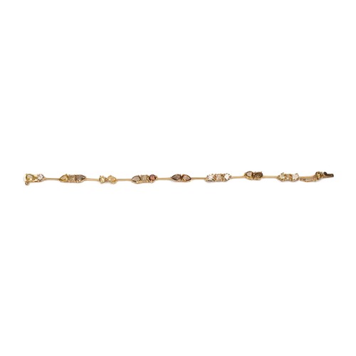 31 - A PAIR OF MATCHING NATURAL COLOURED DIAMOND TENNIS BRACELETS, 10.36 CARATS