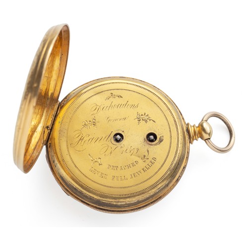 16 - A GOLD HUNTER CASED POCKET WATCH