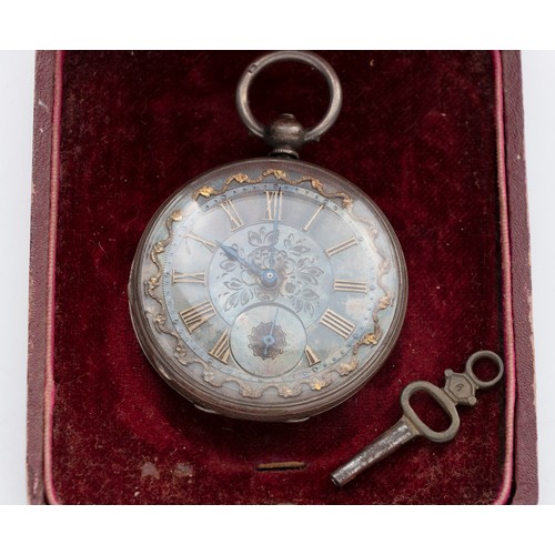 15 - A SILVER PLATED HALF HUNTER CASED POCKET WATCH