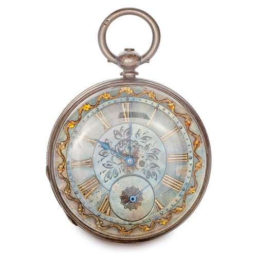 15 - A SILVER PLATED HALF HUNTER CASED POCKET WATCH