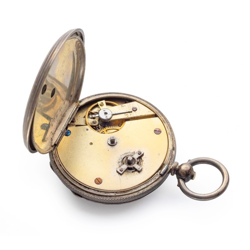 15 - A SILVER PLATED HALF HUNTER CASED POCKET WATCH