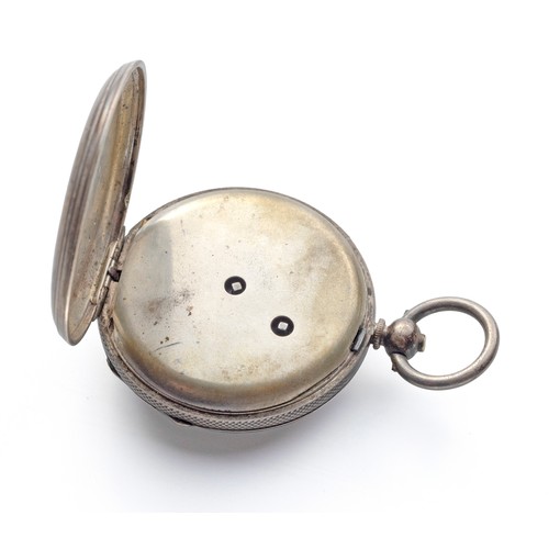 15 - A SILVER PLATED HALF HUNTER CASED POCKET WATCH