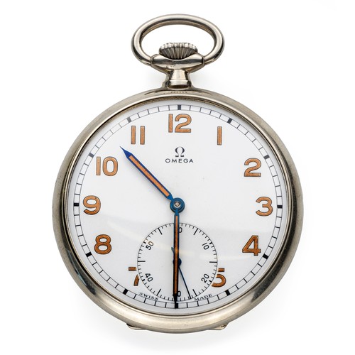 18 - AN OMEGA HALF HUNTER POCKET WATCH