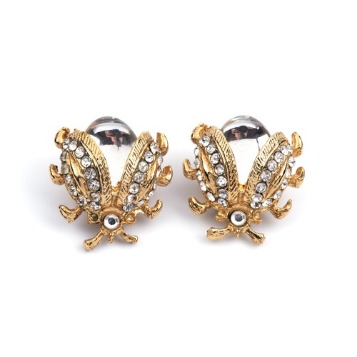 135 - A PAIR OF CLIP-ON GEMSET EARRINGS, CINER, NEW YORK, 1970