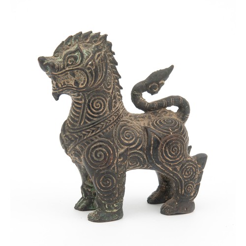 46 - A BRONZE FIGURE OF A CHINESE TEMPLE LION