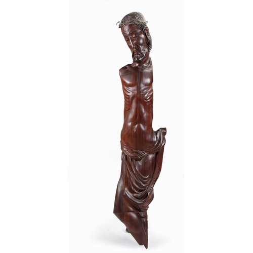 627 - A CARVED WOODEN SCULPTURE OF CHRIST