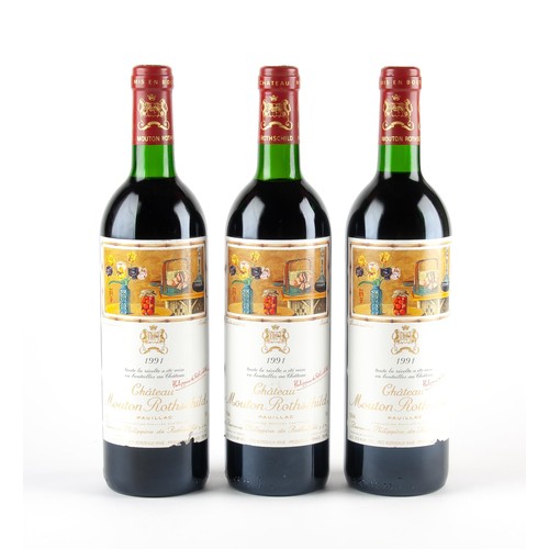 1175 - 1991 Chateau Mouton Rothschild3 x Bottles 750ml