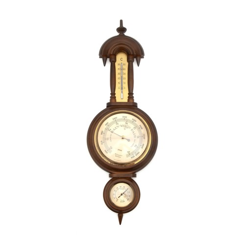 63 - A ROSEWOOD BANJO BAROMETER, 19TH CENTURY