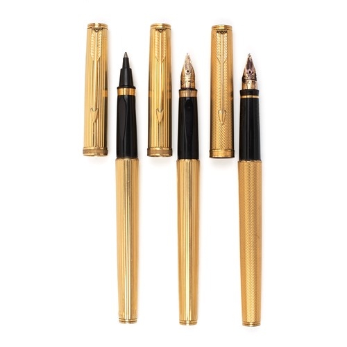 158 - A TRIO OF GOLD PARKER PENS