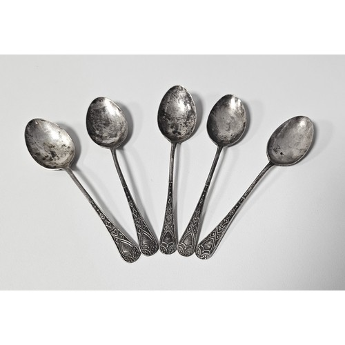 897 - A SET OF FIVE GEORGE V SILVER TEASPOONS, A J BAILEY, BIRMINGHAM, 1921