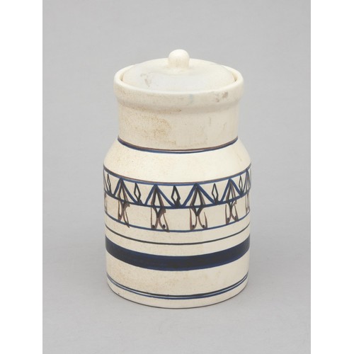 565 - AN INDWE POTTERY KITCHEN JAR AND COVER, CISKEI