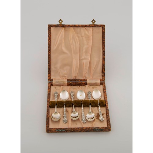 891 - A CASED SET OF SIX EDWARD VII SILVER COFFEE SPOONS, WILLIAMS LTD, BIRMINGHAM, 1909