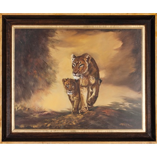 580 - Elizabeth Clur (*** 20th Century) LIONESS AND CUB